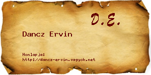 Dancz Ervin névjegykártya