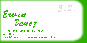 ervin dancz business card